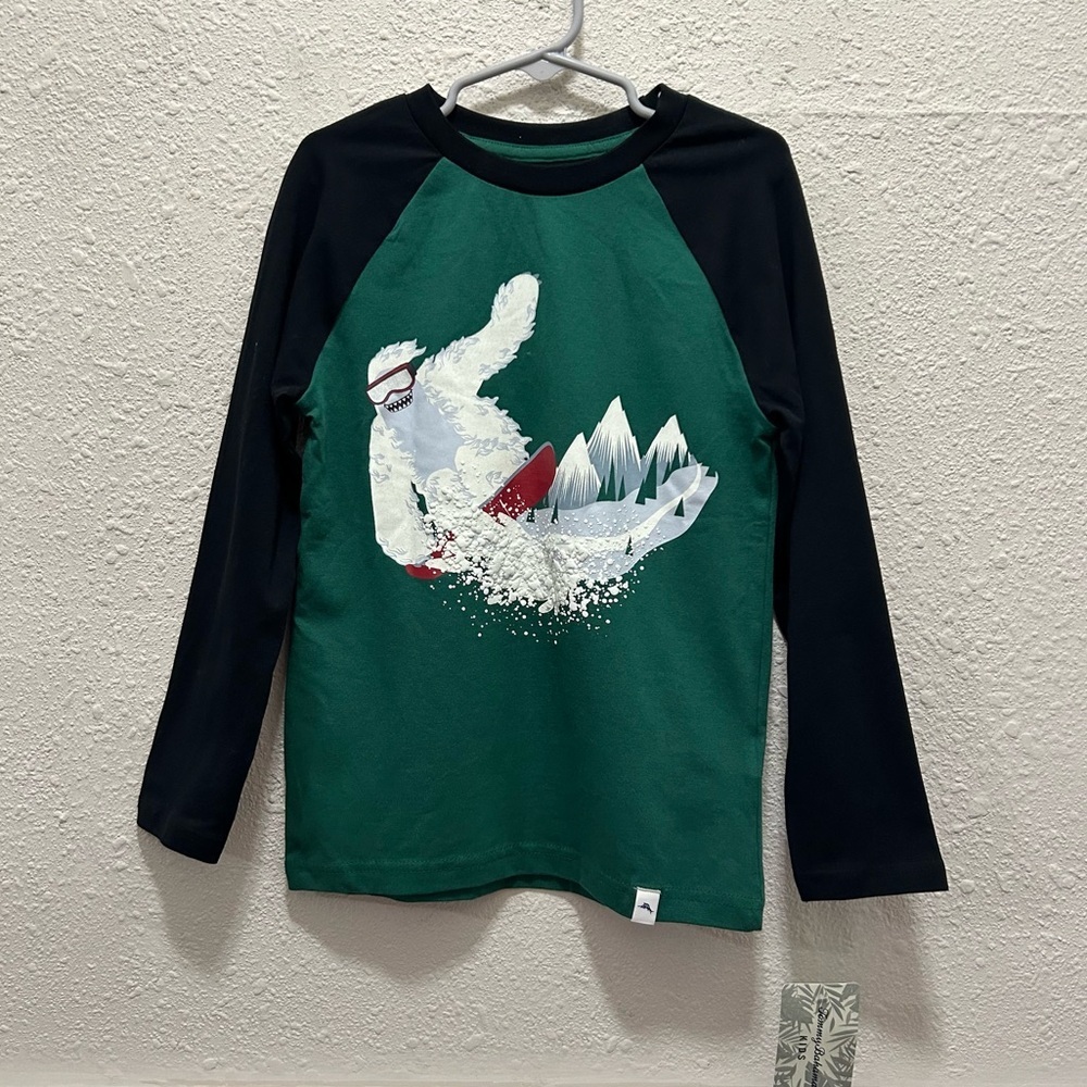 Tommy Bahama Green and Black Yeti Snowboarding Winter Long Sleeve Shirt NWT S